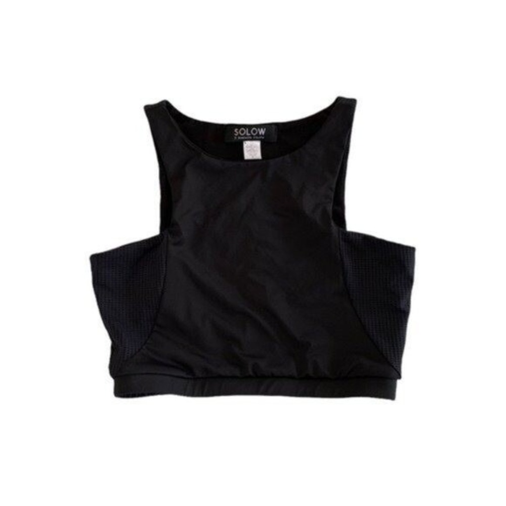 Solow X Daniella Clarke Black Mesh Panel Crop Top Athleisure Streetwear Small